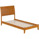 Portland Twin XL Low Profile Platform Bed in Light Toffee Solid Wood