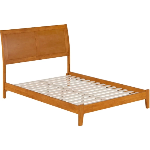 Portland Full Low Profile Platform Bed in Light Toffee Solid Wood