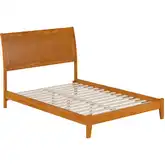 Portland Full Low Profile Platform Bed in Light Toffee Solid Wood