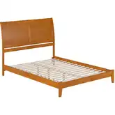 Portland Queen Low Profile Platform Bed in Light Toffee Solid Wood