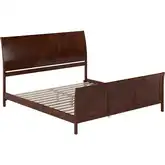 Portland King Low Profile Platform Bed w/ Footboard in Walnut Wood
