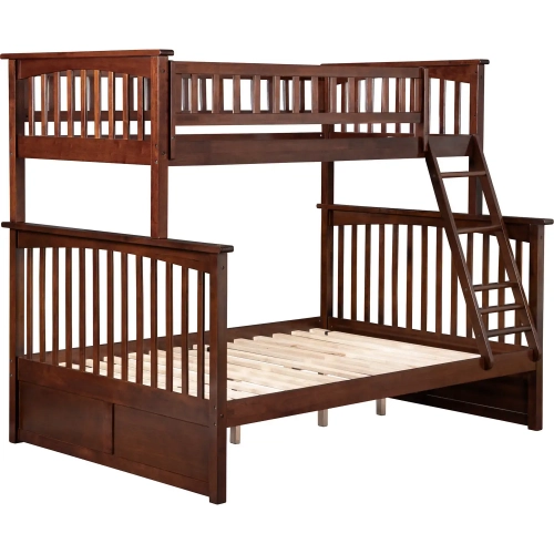 Columbia Twin over Full Bunk Bed in Antique Walnut