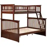 Columbia Twin over Full Bunk Bed in Antique Walnut
