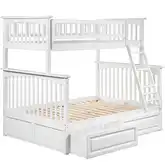 Columbia Twin over Full Bunk Bed with 2 Raised Panel Drawers in White