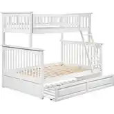 Columbia Twin over Full Bunk Bed with Raised Panel Trundle in White
