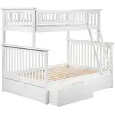 Columbia Twin over Full Bunk Bed with Urban Bed Drawers in White