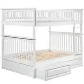 Columbia Full over Full Bunk Bed with 2 Raised Panel Bed Drawers in White