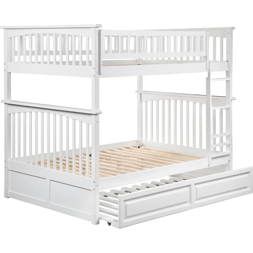 Columbia Full over Full Bunk Bed with Raised Panel Trundle in White