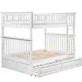 Columbia Full over Full Bunk Bed with Raised Panel Trundle in White