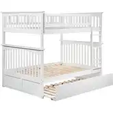 Columbia Full over Full Bunk Bed with Urban Trundle Bed in White
