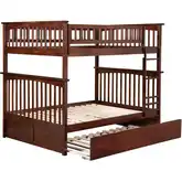 Columbia Full over Full Bunk Bed with Urban Trundle Bed in Walnut