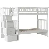 Columbia Staircase Twin over Twin Bunk Bed in White