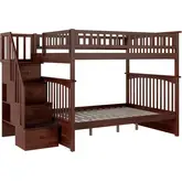 Columbia Staircase Full over Full Bunk Bed in Antique Walnut