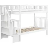 Woodland Staircase Twin over Twin Bunk Bed in White