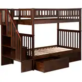 Westbrook Staircase Twin over Twin Bunk Bed with Urban Trundle Bed in Grey