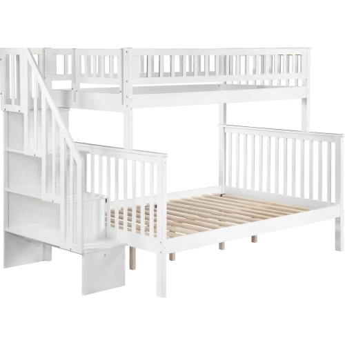 Woodland Staircase Twin over Full Bunk Bed in White