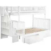 Woodland Staircase Twin over Full Bunk Bed with 2 Urban Lifestyle Drawers in White