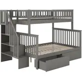 Woodland Staircase Twin over Full Bunk Bed & 2 Urban Drawers in Grey