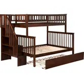 Woodland Staircase Bunk Bed Twin over Full & Full Urban Trundle Bed in Walnut