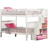 Woodland Staircase Full over Full Bunk Bed in White