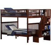 Woodland Staircase Full over Full Bunk Bed in Antique Walnut