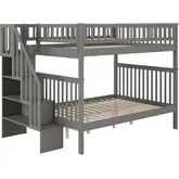 Woodland Staircase Full over Full Bunk Bed in Grey