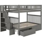 Woodland Staircase Full over Full Bunk Bed & 2 Urban Drawers in Grey