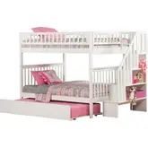 Woodland Staircase Full over Full Bunk Bed with Twin Urban Lifestyle Trundle in White
