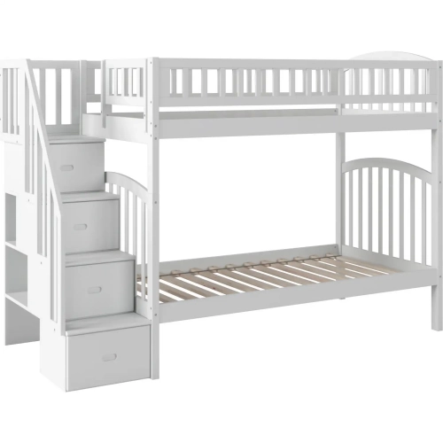 Westbrook Staircase Twin over Twin Bunk Bed in White