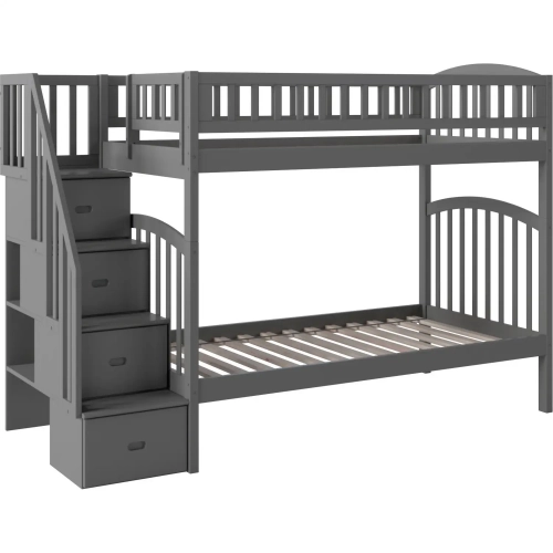Westbrook Staircase Twin over Twin Bunk Bed in Grey