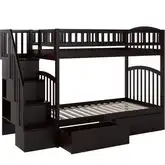 Westbrook Staircase Twin over Twin Bunk Bed with 2 Urban Bed Drawers in Espresso
