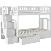 Westbrook Staircase Twin over Twin Bunk Bed with 2 Urban Bed Drawers in White