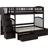 Westbrook Staircase Twin over Full Bunk Bed with 2 Urban Bed Drawers in Espresso