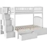 Westbrook Staircase Twin over Full Bunk Bed with 2 Urban Bed Drawers in White