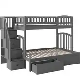 Westbrook Staircase Twin over Full Bunk Bed with 2 Urban Bed Drawers in Grey