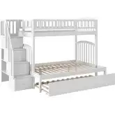 Westbrook Staircase Twin over Full Bunk Bed with Twin Urban Trundle Bed in White