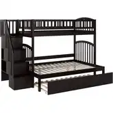 Westbrook Staircase Bunk Twin over Full & Full Urban Trundle Bed in Espresso