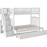 Westbrook Staircase Bunk Twin over Full & Full Urban Trundle Bed in White