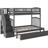 Westbrook Staircase Bunk Twin over Full & Full Urban Trundle Bed in Grey