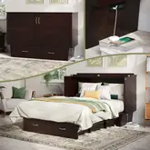 Chelsea Queen Murphy Bed Chest with Mattress in Espresso Finish Wood