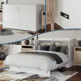 Raleigh Queen Murphy Bed Chest with Mattress in White Finish Wood