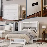 Northfield Twin XL Murphy Bed Chest in White Finish Wood