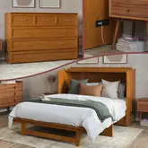 Northfield Queen Murphy Bed Chest with USB in Light Toffee Finish Wood