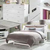 Deerfield Queen Murphy Bed Chest in White with Charging Station