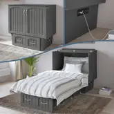 Nantucket Twin Murphy Bed Chest with Coolsoft Mattress in Grey