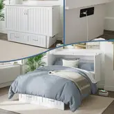Nantucket Full Murphy Bed Chest in White Wood