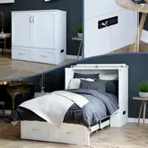 Southampton Murphy Bed Chest Twin XL White with Charging Station