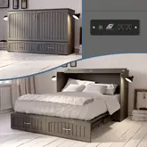 Southampton Queen Murphy Bed Chest in Grey with Charging Station