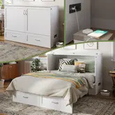 Hamilton Full Murphy Bed Chest in White Wood