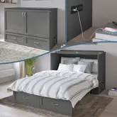 Hamilton Full Murphy Bed Chest in Grey Wood